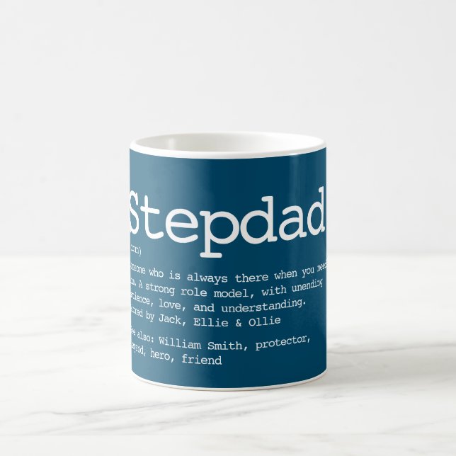 Mug Typographie de définition Stepdad personnalisée bl (Centre)