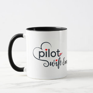 Mug Typographie de la femme pilote et avion Simple, mi