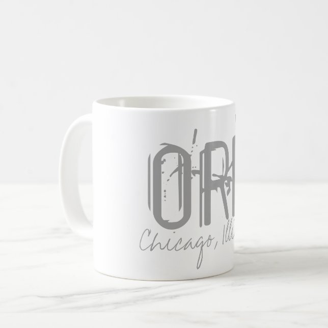 Mug Typographie de l'aéroport ORD Chicago (Devant gauche)