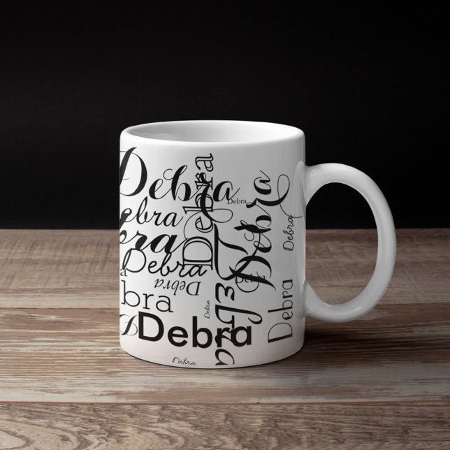 Mug Typographie de nom personnalisée (black and white name pattern)