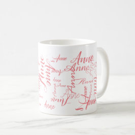 Mug typographie des noms rose script personnalisés