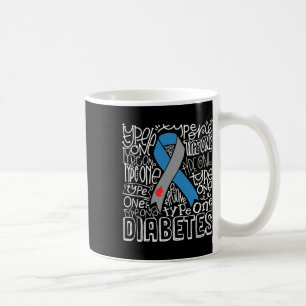 Mug Typographie Du Ruban Gris Et Bleu Type 1 Diabète A
