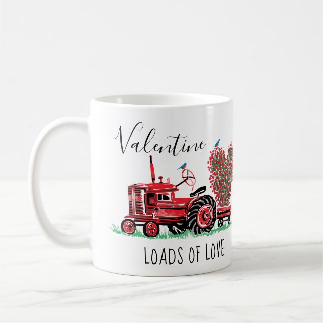 Mug Typographie florale de coeur de vieux tracteur (Gauche)