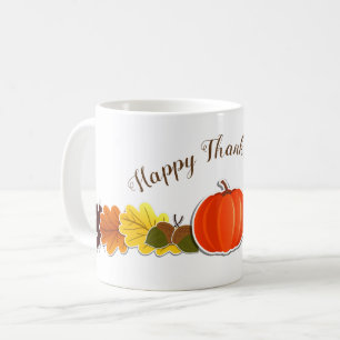 Mug Typographie manuscrite citrouille feuilles Thanksg