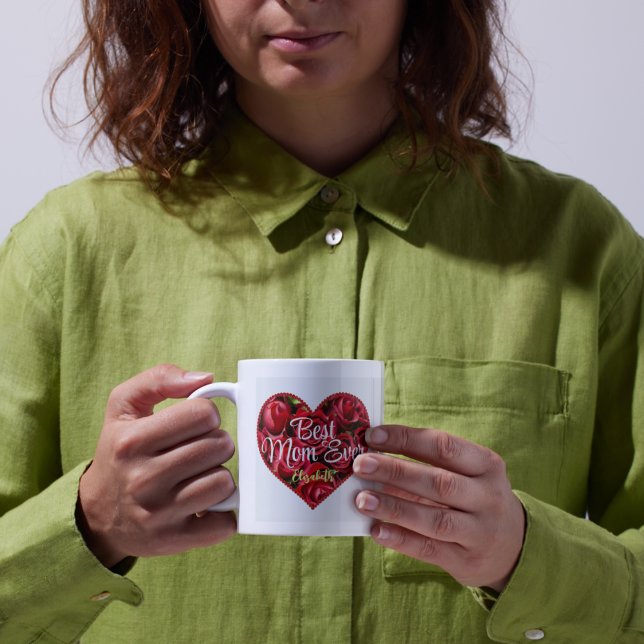 Mug Typographie moderne Coeur Meilleure maman Jour des (Créateur téléchargé)