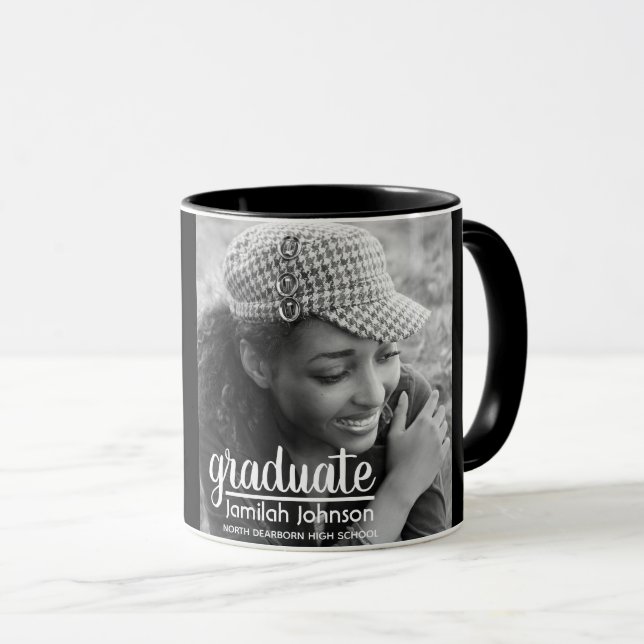 Mug Typographie moderne Graduation Photo Cadeau (Devant droit)