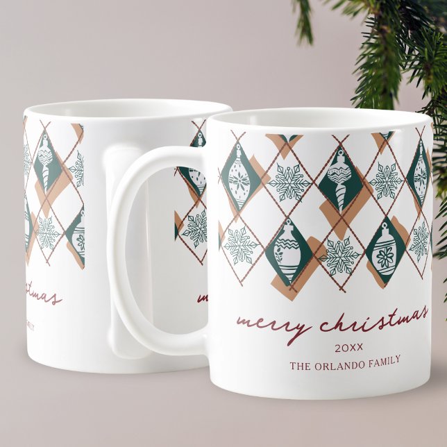 Mug Typographie moderne Joyeux Noël Rouge Vert (Créateur téléchargé)