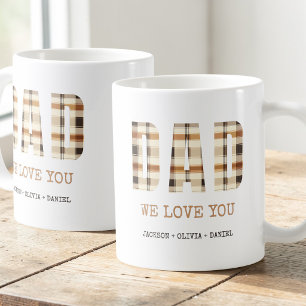 Mug Typographie Moderne Marron Papa Nous T'aimons Noms