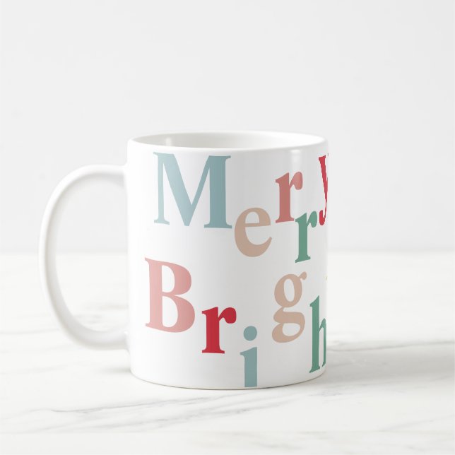 Mug Typographie moderne Merry & Bright (Gauche)