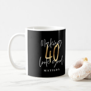 Mug Typographie moderne noir et or 40e anniversaire