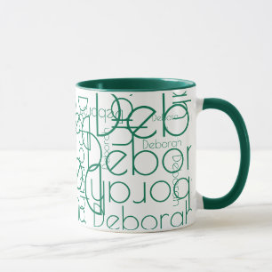 Mug Typographie moderne Nom vert rétro