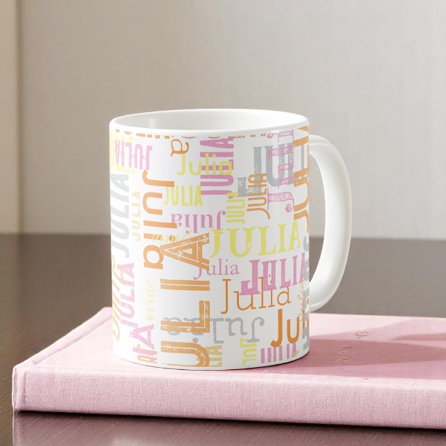Mug Typographie moderne Son nom (Créateur téléchargé)