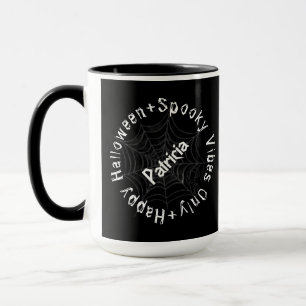 Mug Typographie noir et blanc Joyeux Halloween effraya