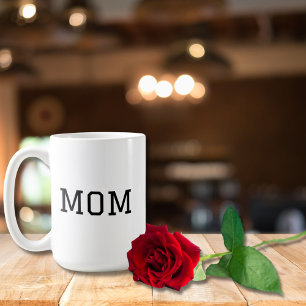 Mug Typographie noire minimaliste "MOM" Blanc clair