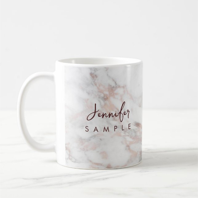Mug Typographie Nom Rose Gold Marble Modèle Meilleur (Gauche)