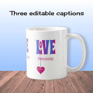 Mug Typographie personnalisée LOVE bleu rose