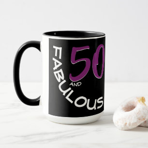 Mug Typographie pourpre et blanche 50 et anniversaire