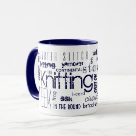 Mug Typographie tricot Mots Termes Bleu