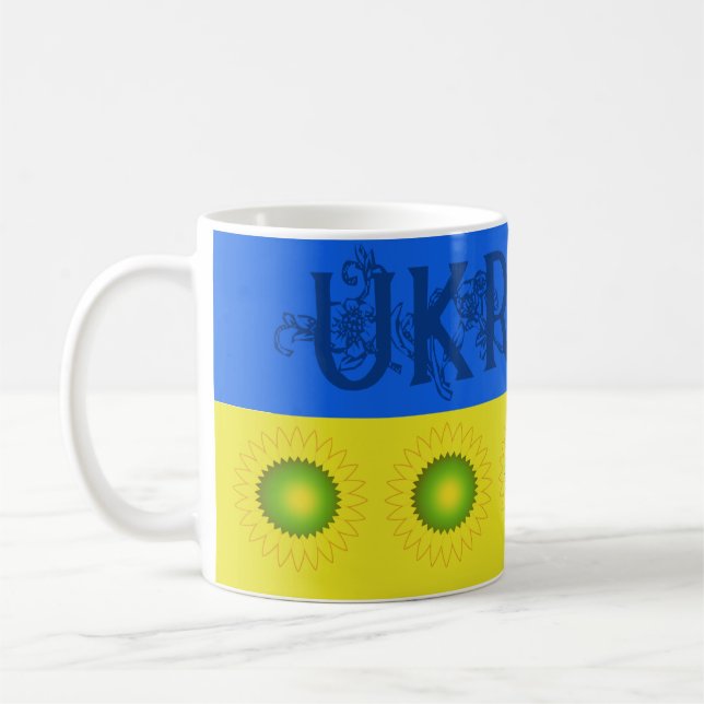 Mug Ukraine Drapeau avec des tournesols (Gauche)