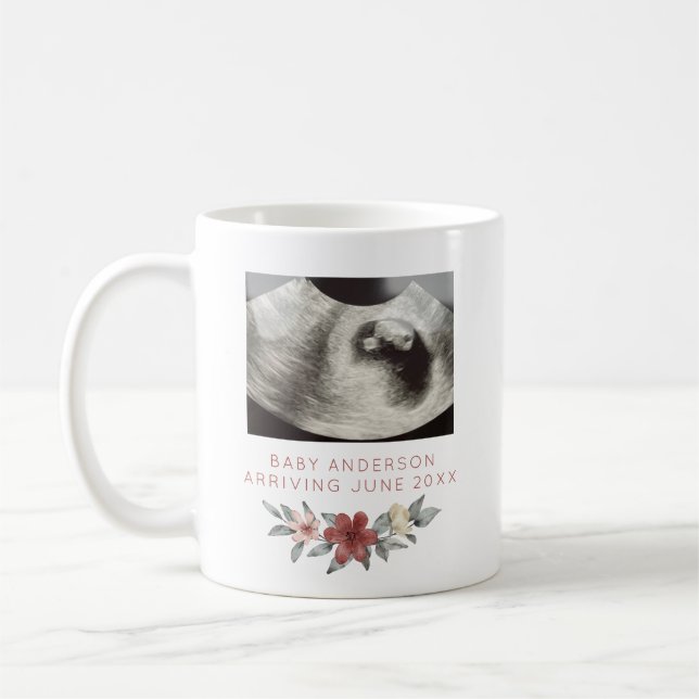 Mug Ultrasons Grossesse Révélation Faire-part Floral (Gauche)
