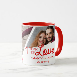 Mug Un An D'Amour Multiphoto Collage Anniversaire