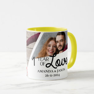 Mug Un An D'Amour Multiphoto Collage Anniversaire