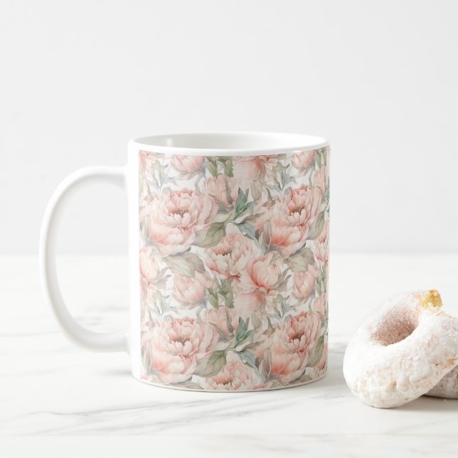 Mug un arrière - plan doux à la pelouse luxuriante (Avec donut)