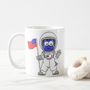 Mug Un astronaute parasaurolophus tient le drapeau amé
