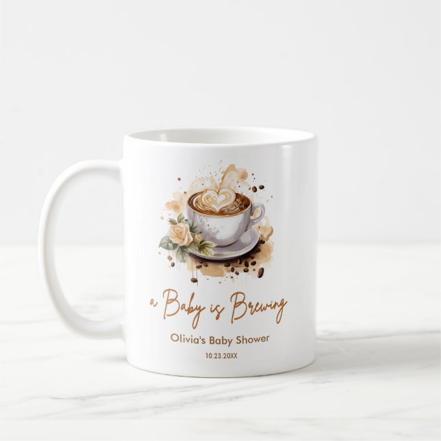 Mug Un bébé brasse du Baby shower café Brown (Gauche)