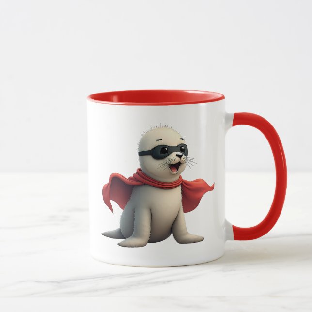 Mug Un bébé phoque super-héros. (Droite)