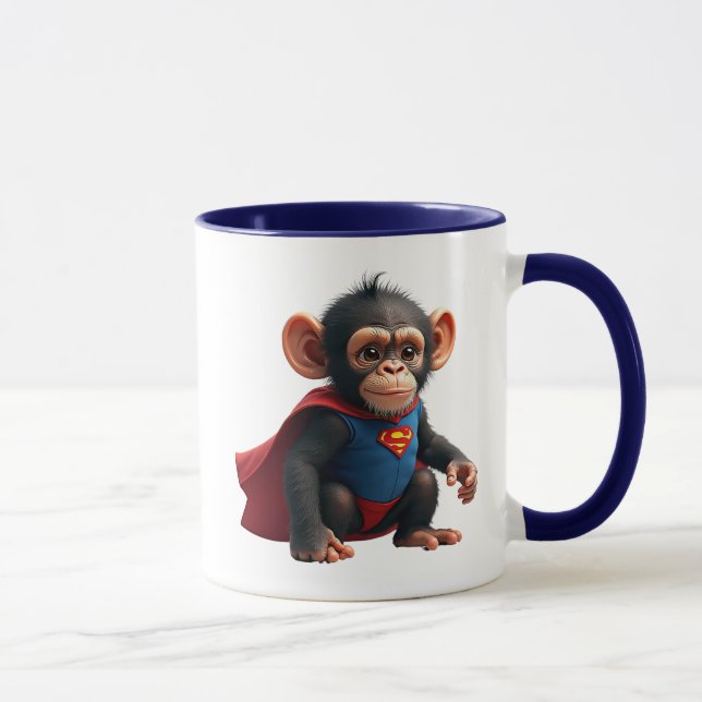Mug Un bébé singe super-héros avec sa cape. (Droite)
