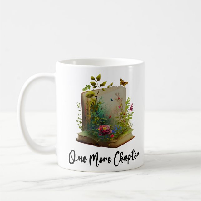 Mug Un Chapitre De Plus, Graphique Des Fleurs De Livre (Gauche)