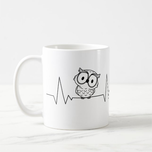 Mug Un chat et un hibou battement de coeur (Gauche)