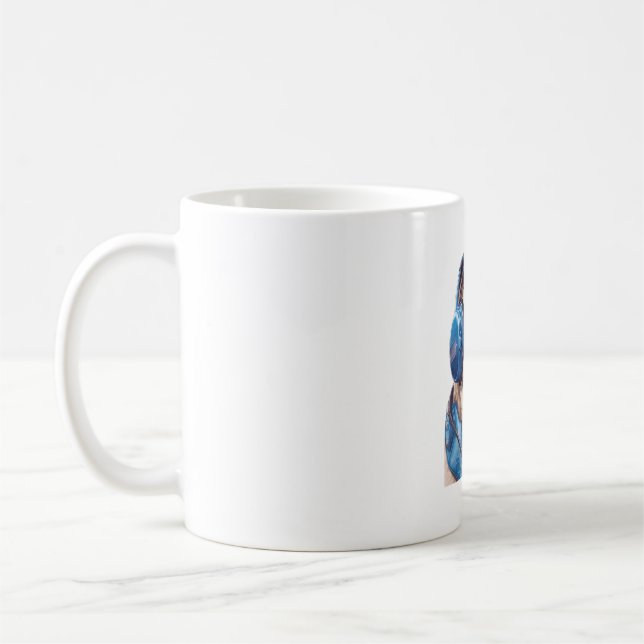 Mug Un chien Habu portant lunettes de soleil et casque (Gauche)