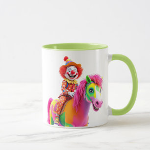 Mug Un clown en costume à pois et un pantalon assorti.