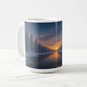 Mug Un crépuscule au-dessus de la rivière d'hiver