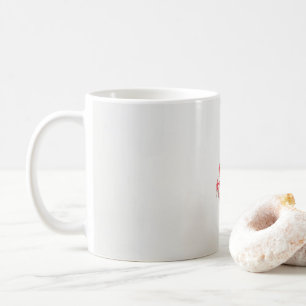 Mug un design de fleur rouge sur un arrière - plan bla