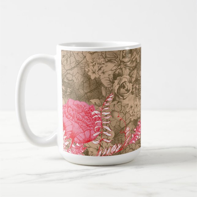 Mug Un design floral avec des pivoines roses vibrantes (Gauche)