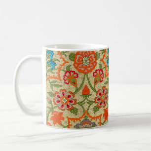 Mug Un design floral par miroir répéter. Orange et ver