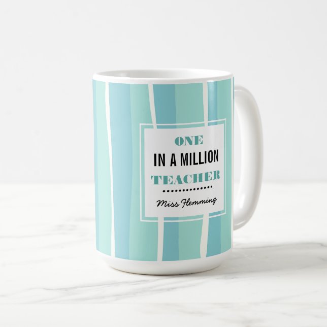 Mug Un enseignant sur un million. Cadeau de nom person (Devant droit)