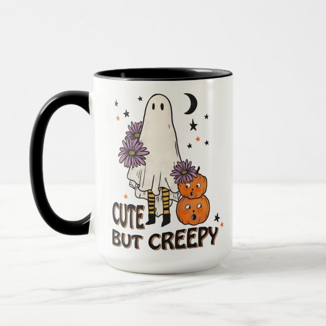Mug Un fantôme rétro mignon mais Déplaisant Halloween  (Gauche)