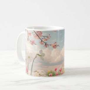 Mug Un fond floral printanier