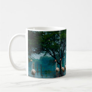 Mug Un grand troupeau de flamants dans l'habitat natur