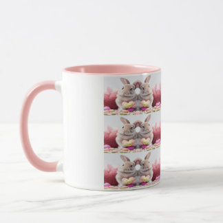 Mug Un joli Coeur rose lapin de Pâques avec panier et