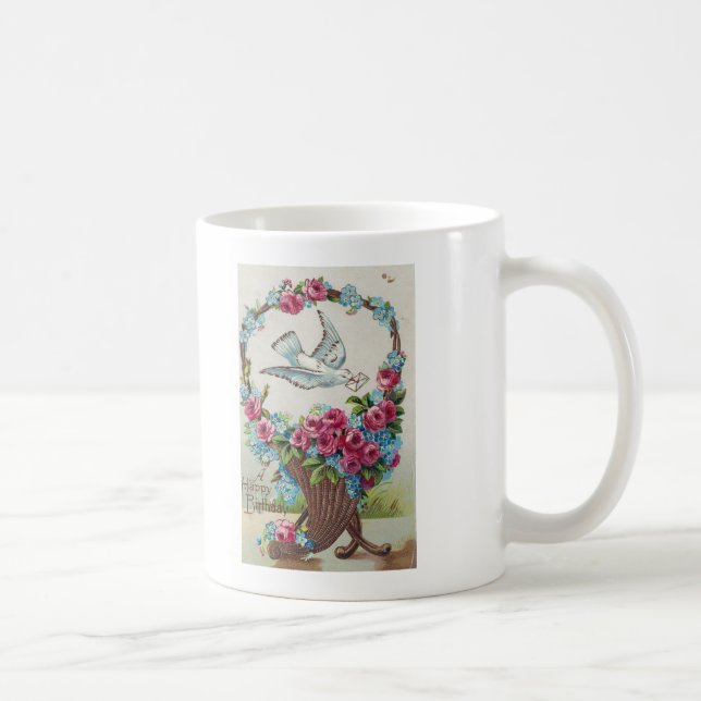 Mug Un joyeux panier d'anniversaire et une colombe (Droite)
