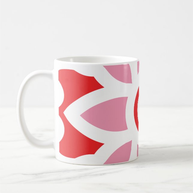 Mug un motif rouge et blanc avec une fleur (Gauche)