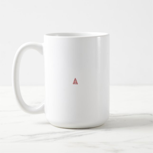 Mug Un ornement rouge aux motifs floraux et conifères  (Gauche)