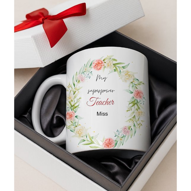Mug Un professeur de super-pouvoir personnalisé Miss_  (This design is perfect for customizing on a high-quality ceramic mug.)