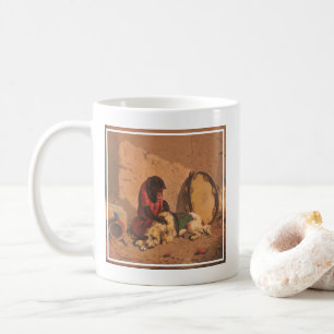 Mug Un Singe Et Un Chien Avec Un Grand Tambourin