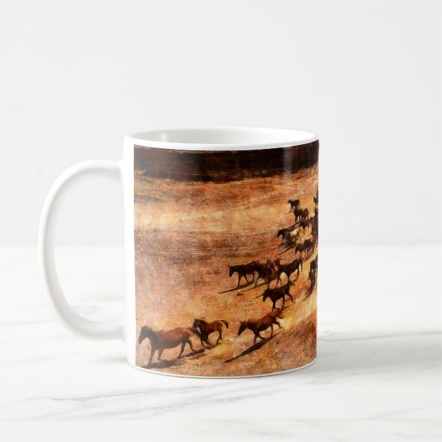 Mug Un troupeau de chevaux sauvages en course. OEuvre  (Gauche)